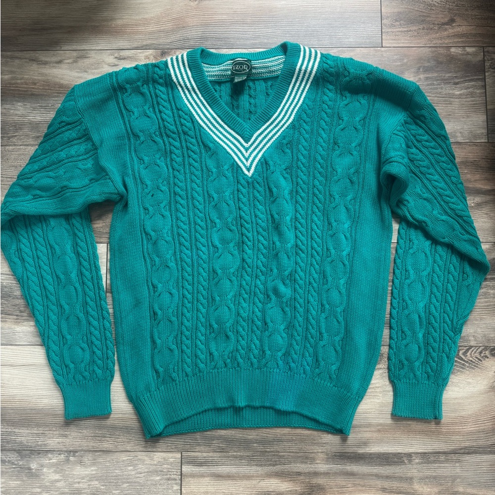 Izod Men's V-Neck Teal Sweater